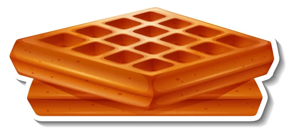 Adesivo Waffle Quadrato Sfondo Bianco Illustrazione — Vettoriale Stock