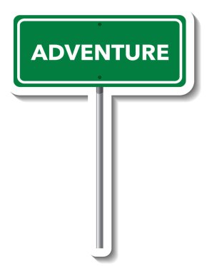 Beyaz arkaplan illüstrasyonunda direkli macera yolu işareti