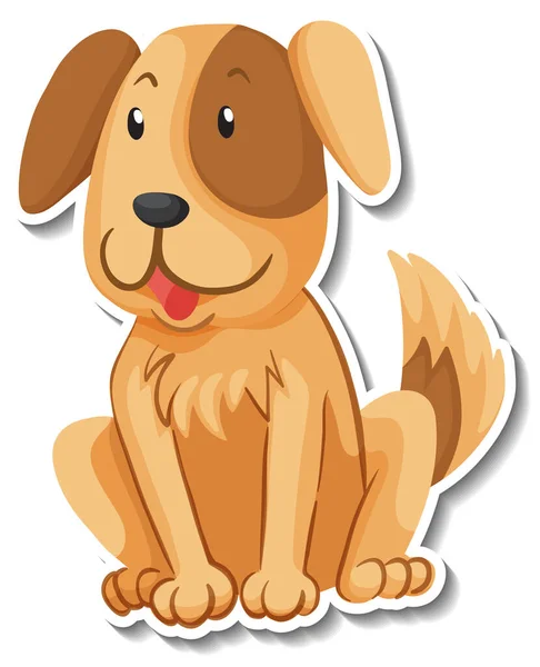 Een Sticker Sjabloon Van Hond Cartoon Karakter Illustratie — Stockvector