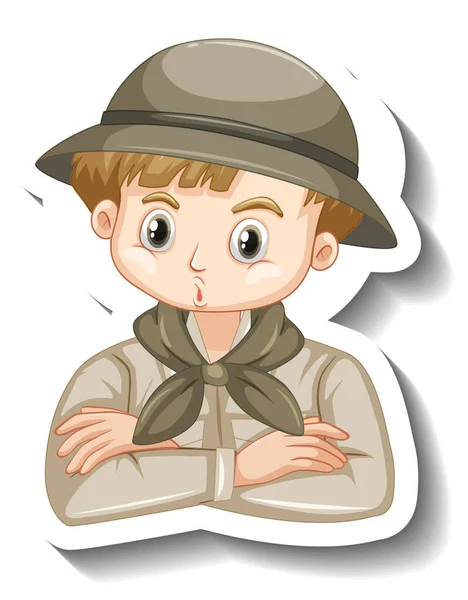 Sticker Template Boy Cartoon Character Illustration — Stock Vector