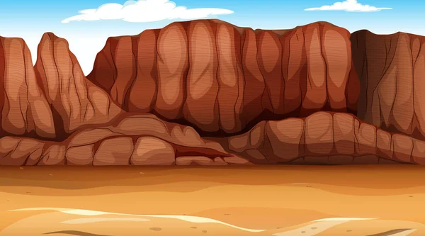 Woestijnbos Landschap Dag Scène Illustratie — Stockvector