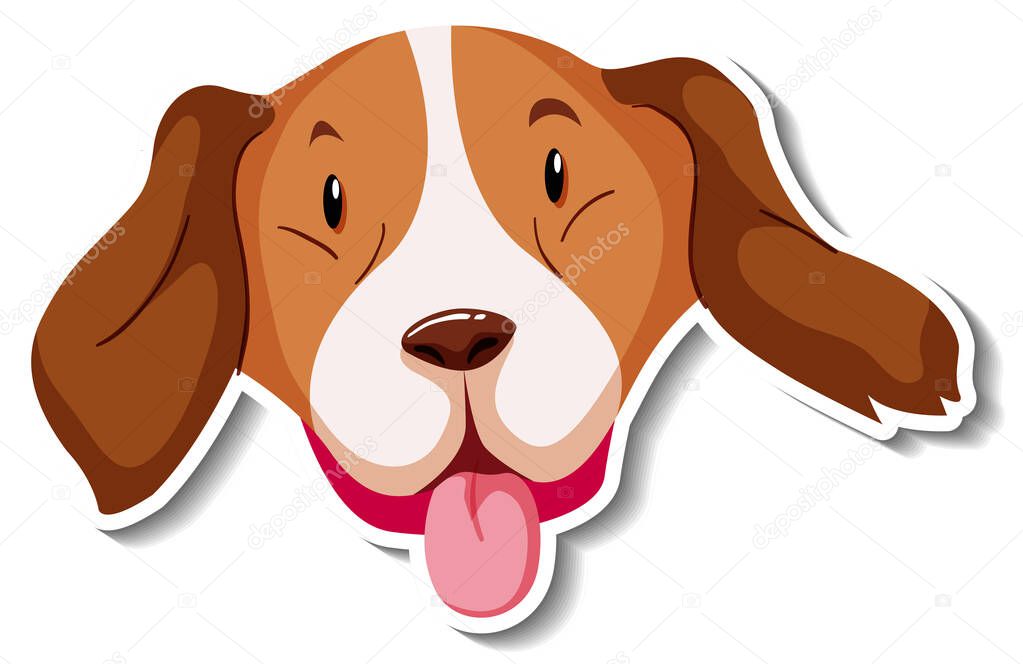 A sticker template of dog cartoon character illustration