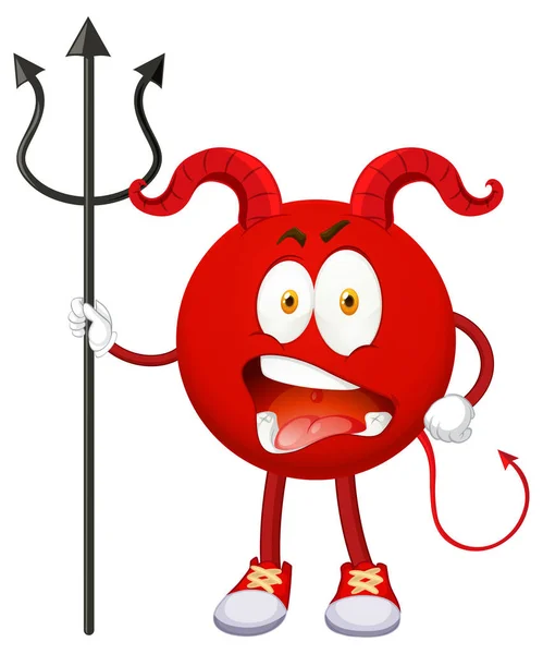Personaje Dibujos Animados Diablo Rojo Con Ilustración Expresión Facial — Vector de stock