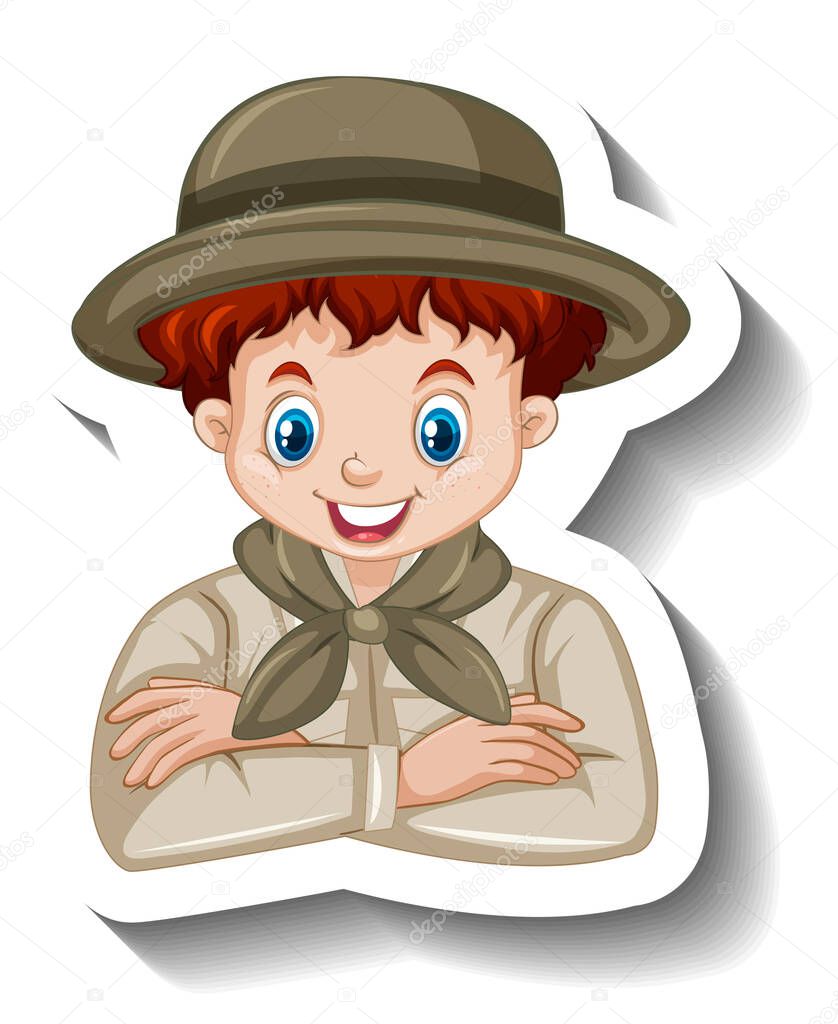 A sticker template of boy cartoon character illustration