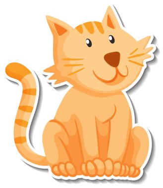 Kedi çizgi film karakteri illüstrasyonunun bir etiket şablonu