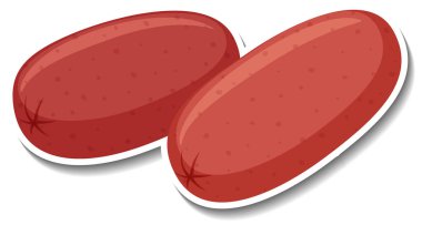 Beyaz arkaplan illüstrasyonunda kokteyl sosisi etiketi