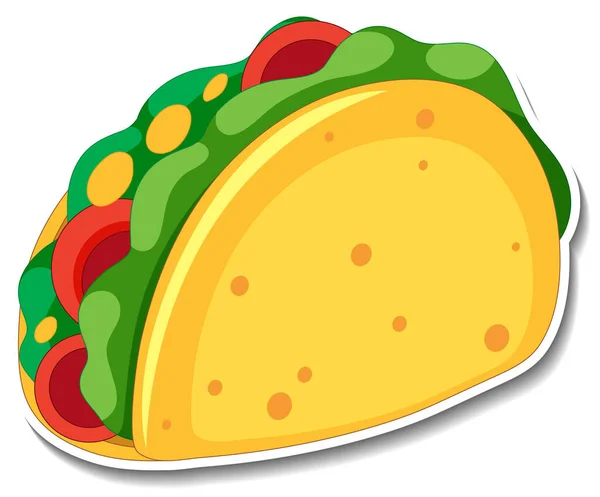 Autocollant Taco Sur Fond Blanc Illustration — Image vectorielle