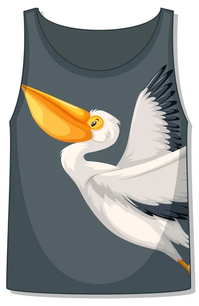 Vorderseite Des Tanktop Ärmellos Mit Pelikanmuster Illustration — Stockvektor