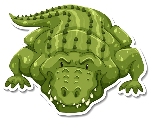 Sticker Template Crocodile Cartoon Character Illustration — Stock Vector
