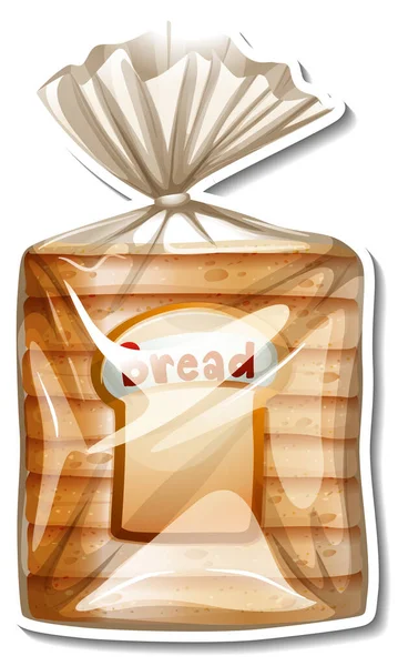 Beyaz Arkaplan Illüstrasyonunda Dilimlenmiş Buğday Ekmekleri Paketlenmiş Etiketler — Stok Vektör