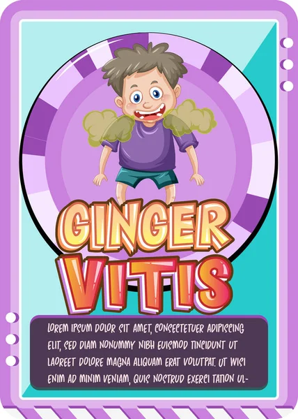 Personaggio Modello Carta Gioco Con Parola Ginger Vitis Illustrazione — Vettoriale Stock