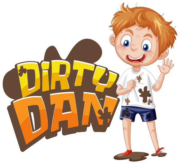 Dirty Dan Λογότυπο Σχεδιασμός Κειμένου Βρώμικο Αγόρι Εικονογράφηση — Διανυσματικό Αρχείο
