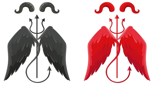Diablo Ángel Elementos Diseño Ilustración — Vector de stock