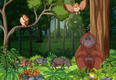 Orman manzaralı vahşi hayvanlar.