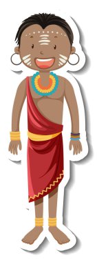 Afrikalı kabile adamı çizgi film karakteri çıkartması