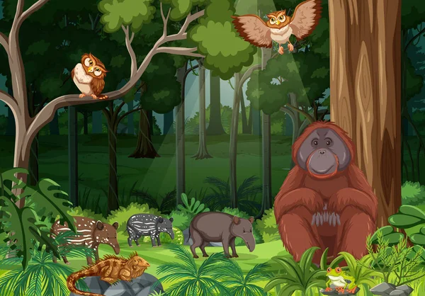 Orman manzaralı vahşi hayvanlar.