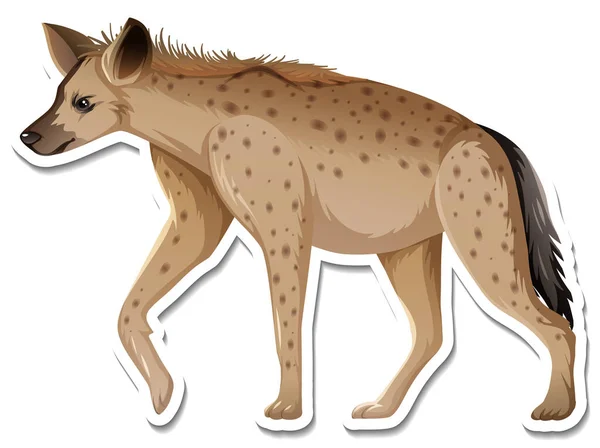 Šablona Nálepky Kresleného Charakteru Hyeny Ilustrace — Stockový vektor
