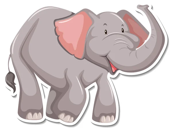 Een Sticker Sjabloon Van Olifant Cartoon Karakter Illustratie — Stockvector