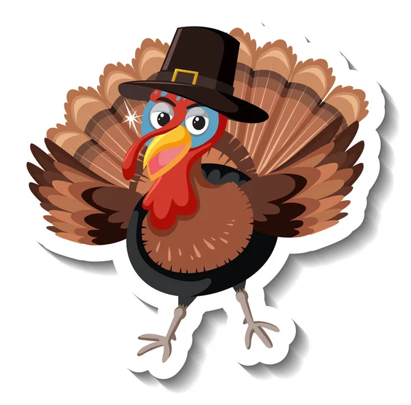 Isolated Turkey Sticker White Background Illustration — Stock Vector