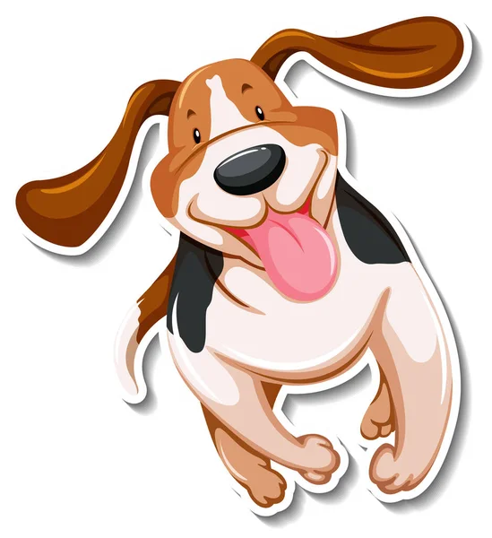 Een Sticker Sjabloon Van Hond Cartoon Karakter Illustratie — Stockvector