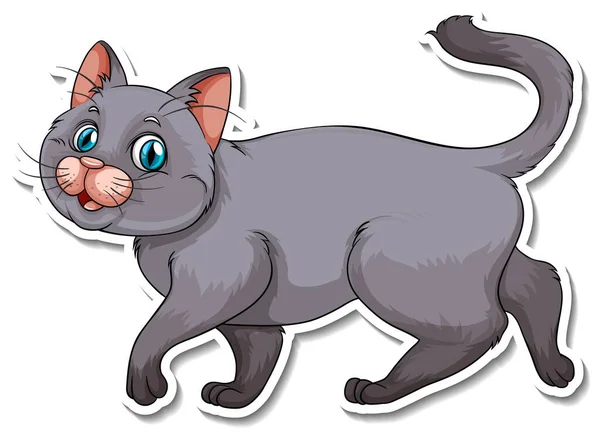 Una Plantilla Etiqueta Engomada Ilustración Personaje Dibujos Animados Gato — Archivo Imágenes Vectoriales