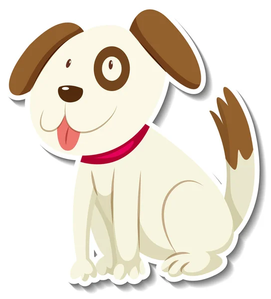 Ένα Πρότυπο Αυτοκόλλητο Του Σκύλου Εικονογράφηση Χαρακτήρα Κινουμένων Σχεδίων — Διανυσματικό Αρχείο