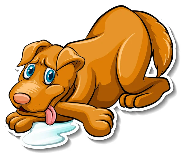 Een Sticker Sjabloon Van Hond Cartoon Karakter Illustratie — Stockvector