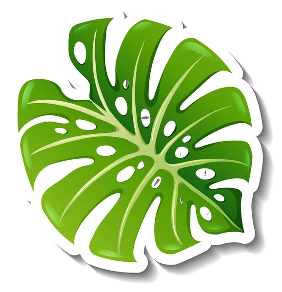 Sticker Template Tropical Leaf Isolated Illustration — Stock Vector