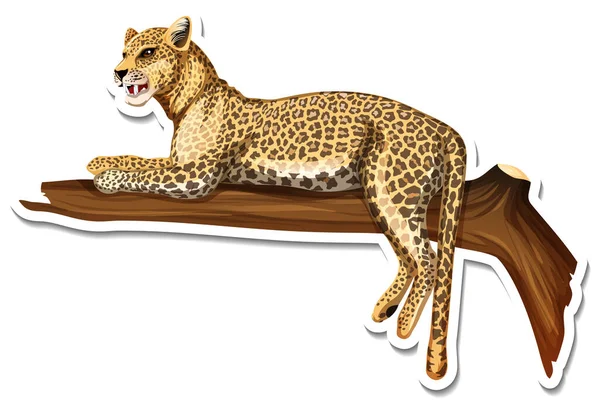 Sticker Template Leopard Cartoon Character Illustration — Stock Vector