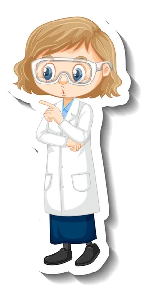 Cartoon Karakter Sticker Met Een Meisje Wetenschap Toga Illustratie — Stockvector