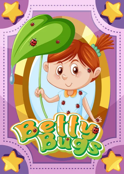 Карточка Персонажа Словом Betty Bugs Иллюстрация — стоковый вектор