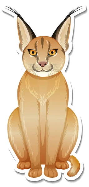 Una Plantilla Etiqueta Engomada Ilustración Caracal Personaje Dibujos Animados — Archivo Imágenes Vectoriales