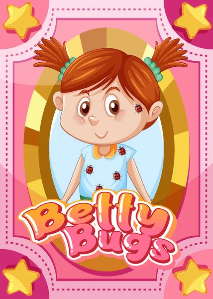 游戏卡上有Betty Bugs的文字说明 — 图库矢量图片