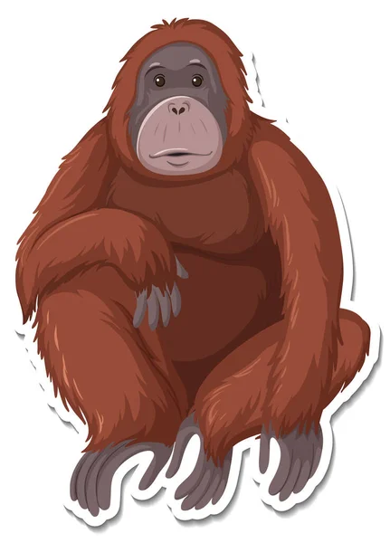 Modelo Adesivo Ilustração Personagem Desenho Animado Macaco — Vetor de Stock
