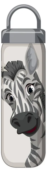 Vit Termos Flaska Med Zebra Mönster Illustration — Stock vektor