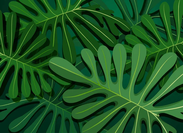 Ilustración Fondo Hojas Verdes Tropicales — Vector de stock