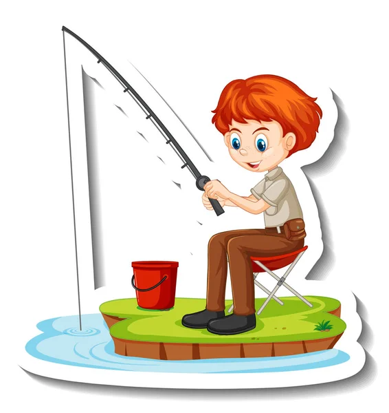 A plain sketch of a boy fishing Stock Vector by ©blueringmedia