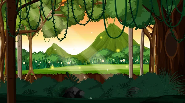 Natur Wald Landschaft Hintergrund Illustration — Stockvektor