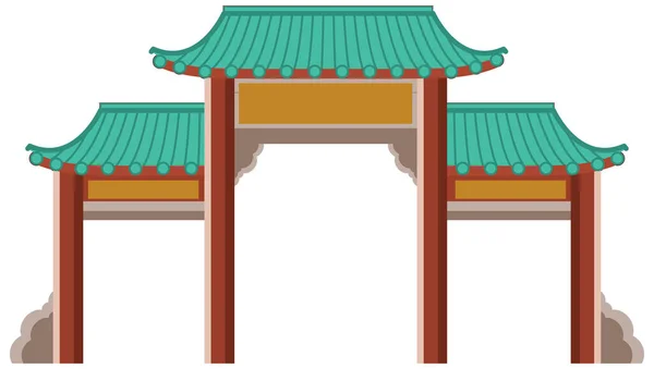 Puerta China Paifang Aislado Sobre Fondo Blanco Ilustración — Archivo Imágenes Vectoriales
