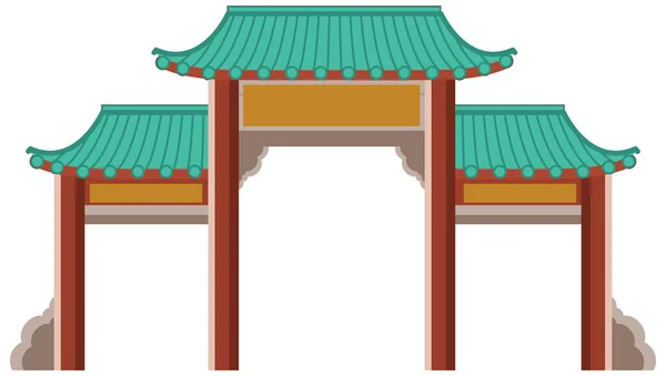 Porte Chinoise Paifang Isolé Sur Fond Blanc Illustration — Image vectorielle