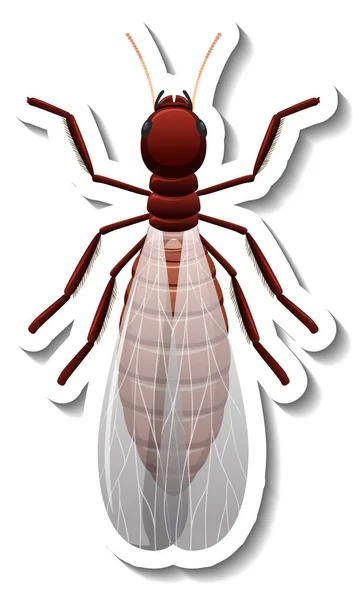 Eine Sticker Vorlage Mit Draufsicht Auf Geflügelte Reproduktive Termiten Isolierte — Stockvektor