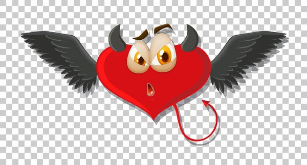 Diablo Forma Corazón Con Ilustración Expresión Facial — Vector de stock