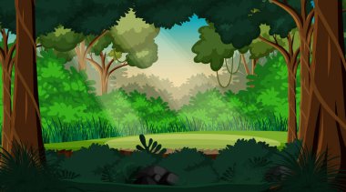 Doğa orman manzarası arkaplan çizimi