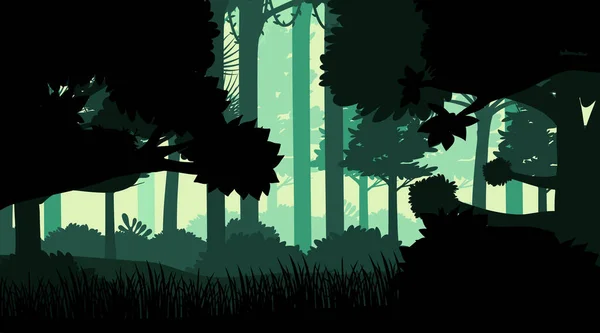 Illustration Fond Paysage Jungle Silhouette — Image vectorielle