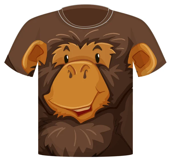 印有猴脸图案图解的T恤前襟 — 图库矢量图片
