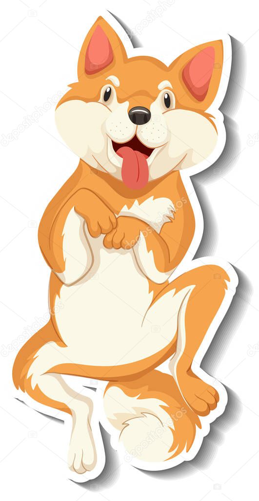A sticker template of dog cartoon character illustration