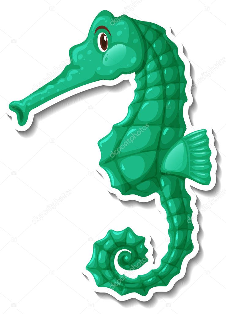 Cute seahorse sea animal cartoon sticker illustration