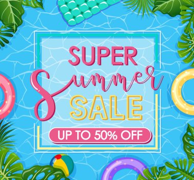 Süper Yaz Satışı afişi resimleme şablonu