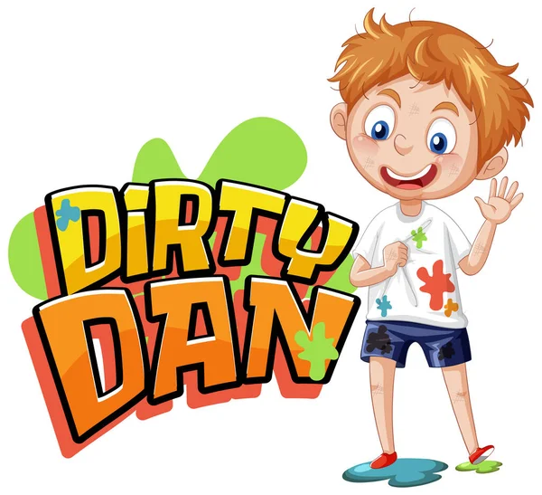 Dirty Dan Logo Diseño Texto Con Ilustración Chico Sucio — Archivo Imágenes Vectoriales