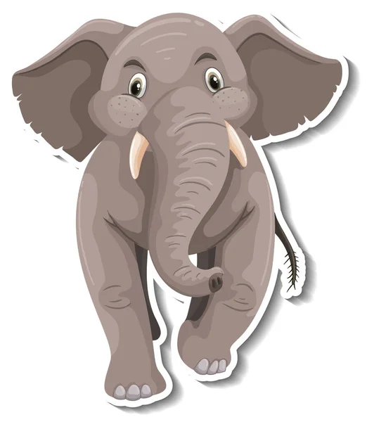 Eine Sticker Vorlage Von Elefanten Zeichentrickfigur Illustration — Stockvektor